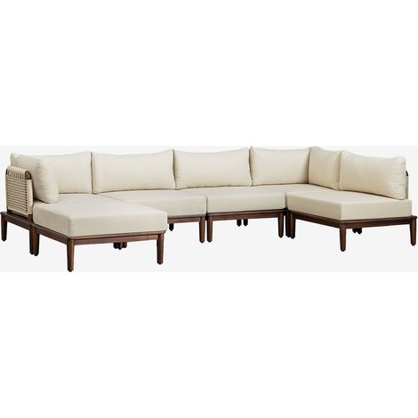 Divano angolare da giardino componibile Giulia 5 pezzi e pouf in acacia SKLUM            