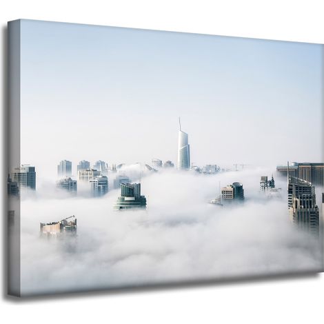 Leinwanddruck Architektur Wolkenkratzer 40x30 USA Himmel Nebel