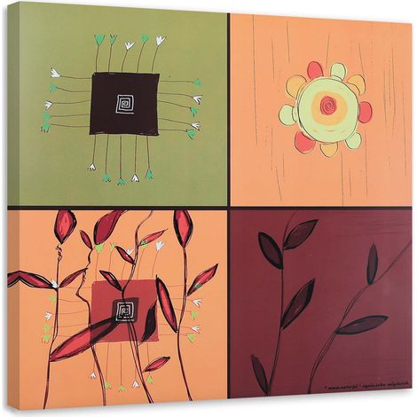 Tableau sur toile Collage Fleurs Abstraites 40x40 (1/5)