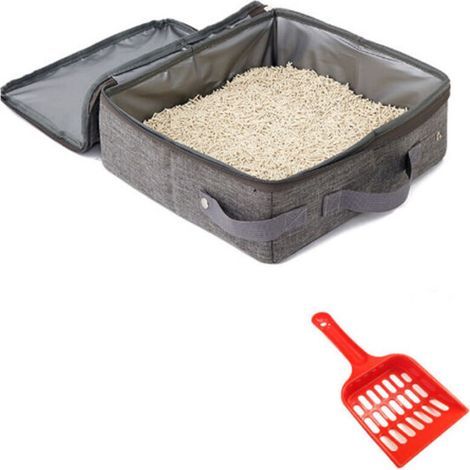 Tragbare Reise-Katzentoilette – Faltbar – Oxford-Gewebe – Mit Griff – Für Reisen mit Haustieren – Grau (1/5)