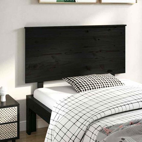 vidaXL Cabecero de cama madera maciza de pino negro 124x6x82,5 cm (1/5)