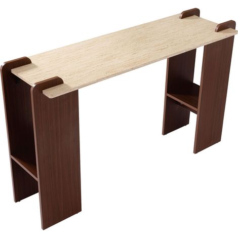 Console Effet Travertin "Misty" 120cm Beige & Marron