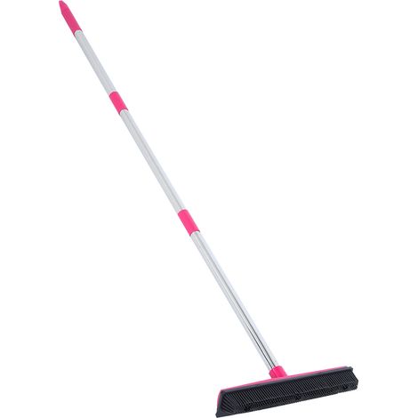 Brosse à tapis en trois sections pour enlever les peluches et la poussière, brosse à sol en caoutchouc sans lavage, nettoyeur de poils de chien, outil de nettoyage de vitres (rose). (1/5)