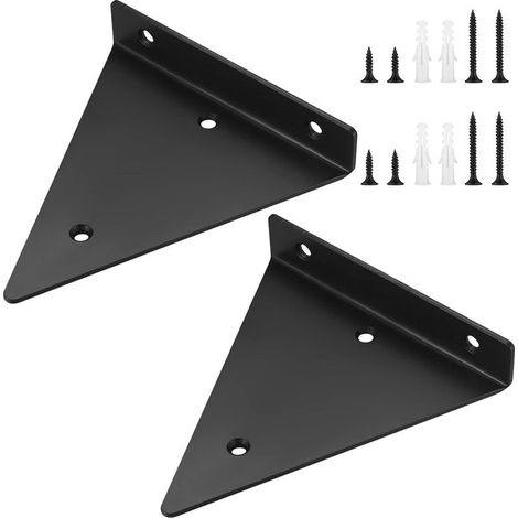 Lot de 4 Support étagère, Triangle invisible, Métal ferreux, Fixation murale, Salon chambre bureau (1/5)