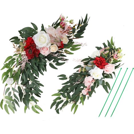 Hochzeitsbogen-Simulation, Blumendekoration, Blumenhintergrund für die Hochzeitsbühne (1/5)