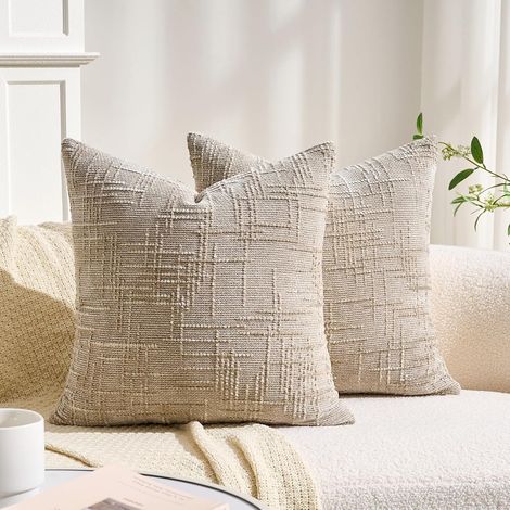 Housse de coussin 45x45 Kaki Taie d'oreiller Coussins Décoratifs en Chenille Velours – Douce Bohème Coussin Canape pour (1/5)