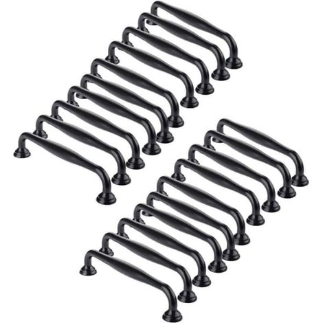 KLVGTIFS PU - 20 poignées de porte noires, pour portes de cuisine, tiroirs et chambres, entraxe 96 mm (modèle à 20 tubes - entraxe de 96 mm), blanches (1/5)