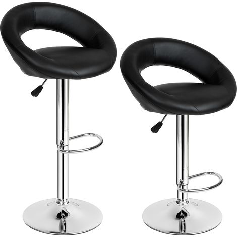 Lot 2 tabourets de bar cuir synthétique Hauteur d'assise 63-83cm noir