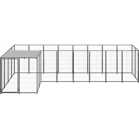 INLIFE Chenil Noir 6,05 m² Acier (1/5)