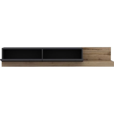 Meuble Tv Aucetha L180cm Bois clair et Anthracite (1/5)