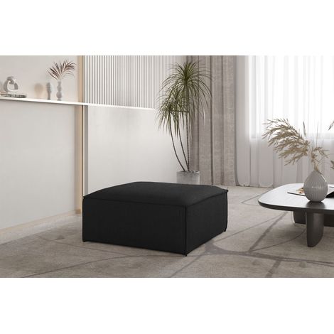 Polsterhocker Designerhocker CELES PREMIUM 85x85 cm in Stoff Scala Schwarz (1/3)