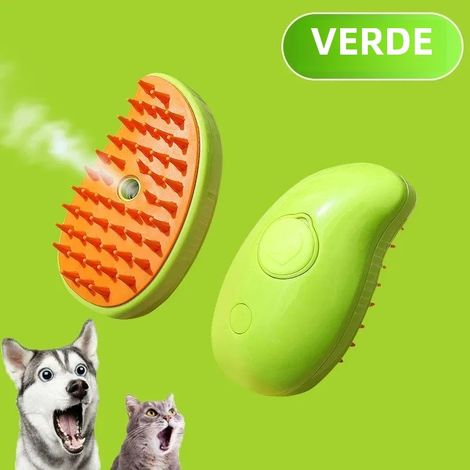 (Vert) Brosse de bain électrique pour chat avec tête de brosse en silicone souple, adaptée aux soins et au toilettage du pelage du chat. (1/5)