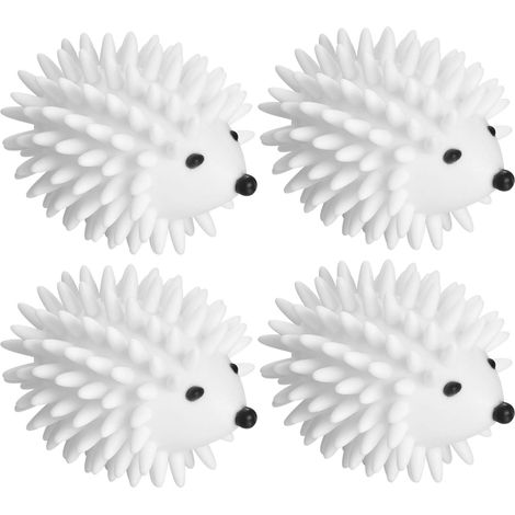 4 boules de lavage et de séchage réutilisables en plastique blanc hérisson