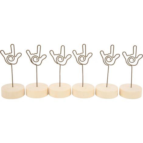 6Pcs Table Number Holder Hand Signal Gesture Modeling Convenient Practical Beech Material Photo Table ClipGesture 4 (1/5)