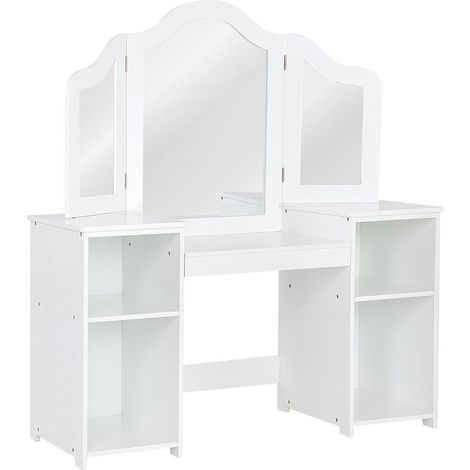 Kids Tri Folding Mirror Makeup Dressing Vanity Table Set-White (1/5)