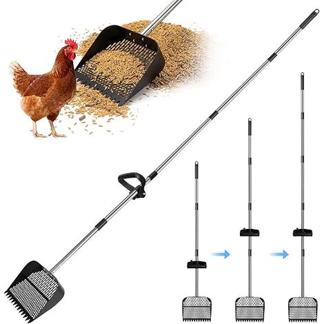 Chicken Coop Scoop Scoop Long Multifunctional Adjustable Chicken Coop Scoop Separating Waste and Debris Sand Chicken Litter Chicken Coop Accessories (1/5)