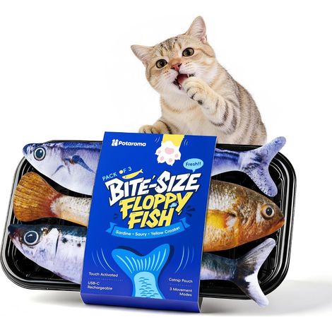 Lot 3 Poissons Chat Interactifs Recharge USB Herbe à Chat (1/5)