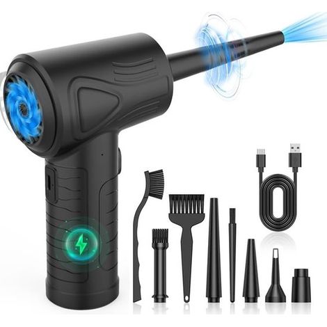 Purificateur d'air et souffleur sans fil - 3 vitesses et lumière LED - 51000 tr/min pour PC, clavier et voiture - Rechargeable et portable - 1 pièce (1/5)
