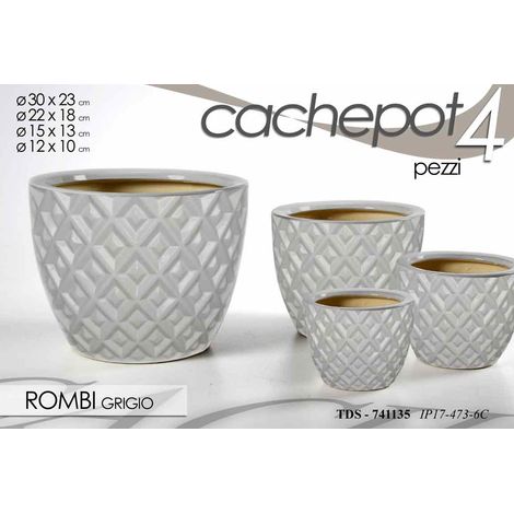 Set 4 cachepot grigi Ø30/22/15/12 cm (1/2)
