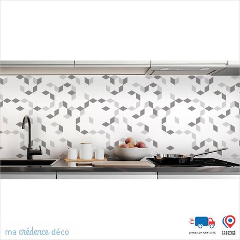 Crédence : Cubes et couleurs 1 - Couleur Gris platine - Alu composite - 120 - 60 (1/3)