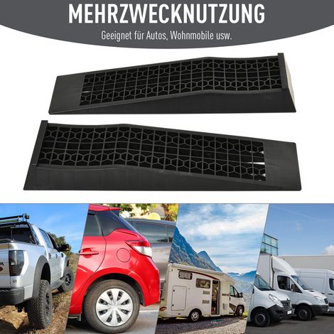 Lot de 2 bordures de seuil en caoutchouc noir, capacité de charge 3 tonnes, pour trottoir, plastique robuste (1/4)