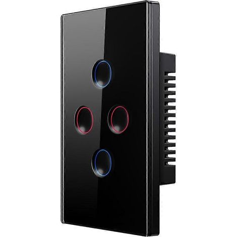 Interrupteur tactile intelligent Tuya WiFi 110-240 Vforme concave 2,5DZigbee 3.0compatible avec Home4 boutonsnoir (1/5)