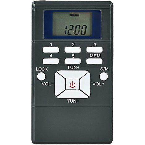 Mini radio FM stéréo avec horloge numérique 1,2 pouce, récepteur pour interprétation simultanée, radio à clipser avec écouteurs, gris anthracite. (1/5)