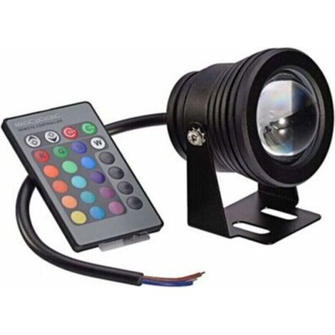 Source de lumière LED pour piscine avec télécommande, lumière sous-marine à changement de couleur pour aquarium (coque noire RVB) 10 W [Classe énergétique A]