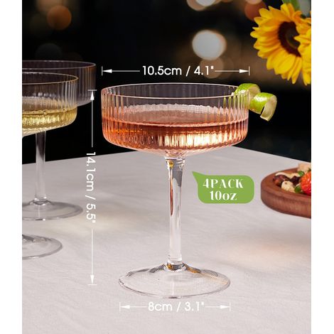 Verres à Martini Cristal Cannelés lot de 4 Style Vintage (1/4)