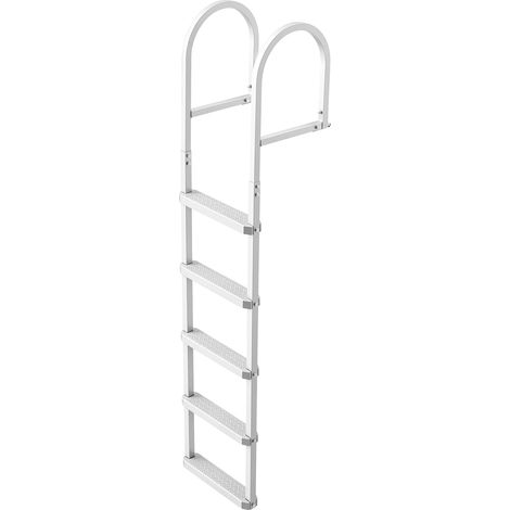Mophorn Abnehmbare Dockleiter mit 5 rutschfesten Stufen, breiten Pedalen und Handlauf, Poolleiter aus Aluminiumlegierung mit 227 kg Tragkraft, ideal für Docks, Pools, Seen und Yachten, Silber (1/5)