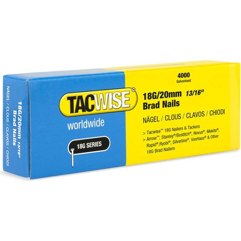 Tacwise 1709 Chiodi Brad Galvanizzati Tipo 18G / 20 mm, Confezione da 4000 (1/5)