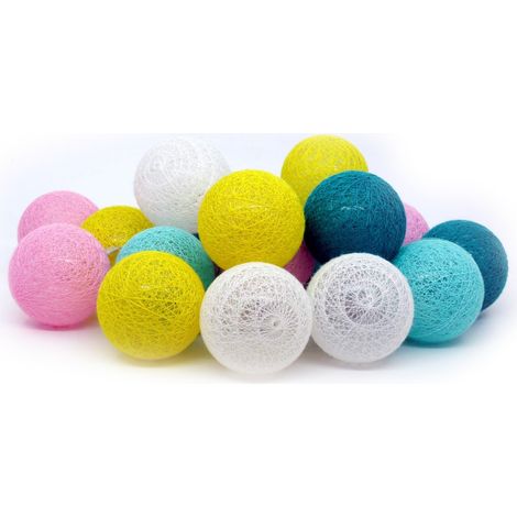Guirlande Lumineuse Boules Coton - 3 M - 20 LED - Alimentation USB - Décoration Intérieure Chambre Enfant Fête Mariage Noël Terrasse (1/5)