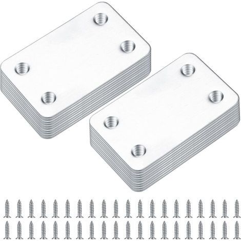 20 Pièces Plaques d'assemblage Perforée Plates, Fixation Droits Plats Plaques, Connecteurs Equerre Fixatio Plats, Connecteur Plaques de Raccord - 38x60 mm (Argent)