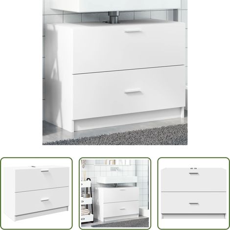 vidaXL Rangement salle de bain - Armoire d'évier blanc 78x37x59 cm bois d'ingénierie (1/5)