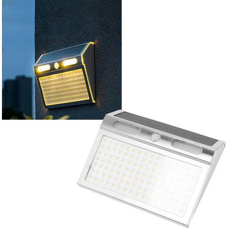 Solar-Wandleuchte mit Bewegungsmelder, Außenwandleuchte für die Veranda, wasserdichte LED-Außenbeleuchtung für den Garten, wasserdichte Edelstahl-Wandleuchte mit Bewegungsmelder. (1/5)