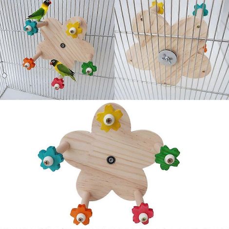 Jouet de cage pour perroquets et perruches ondulées, en forme de fleur colorée, jouet rotatif (1/4)