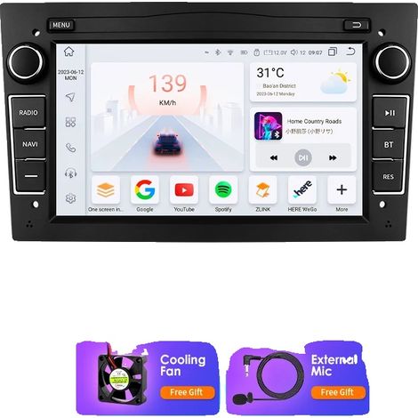 Reproductor multimedia para coche, tamaño de pantalla, soporte multiformato, compatible con Opel Astra H 2004 Vectra Vauxhall Antara Zafira Corsa C D Vivaro Meriva, S6 (8 núcleos 6 GB 64 GB) B (1/2)