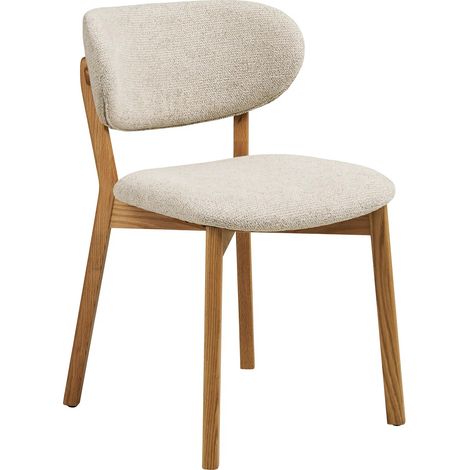 Les Tendances – Chaise de salle à manger en chêne massif – Revêtement tissu beige – Assise ergonomique – Dimensions L 52 x P 59 x H 82 cm (1/5)