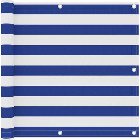 Paravent de balcon, blanc et bleu, 90 x 300 cm, tissu Oxford