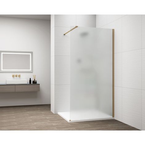 ESCA GOLD MATT Panneau de douche monobloc en verre, montage mural, verre mat, 800 mm (1/4)
