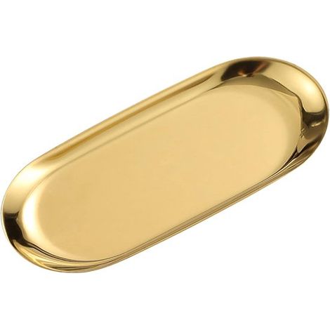 1 goldene Schmuckablage ovale Edelstahlablage Handtuchablage Servierschale Snack und Obstschale Schmuckablage dekorative Aufbewahrungsschale gold 23 (1/2)