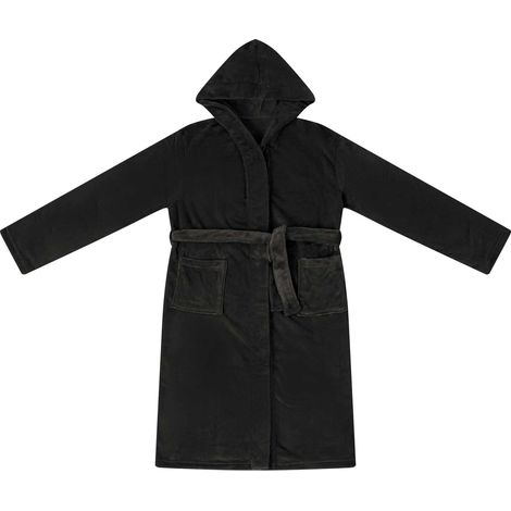 Peignoir avec capuche Noir xxl Flanelle