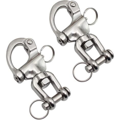 2 Pieces Stainless Steel Swivel Carabiner, Quick Release Shackle Hook for Sailing and Diving (1/4)