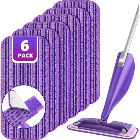 Lingettes nettoyantes réutilisables compatibles Swiffer Wet Jet pour recharges Wet Jet de 30 cm, lot de 6 (1/5)