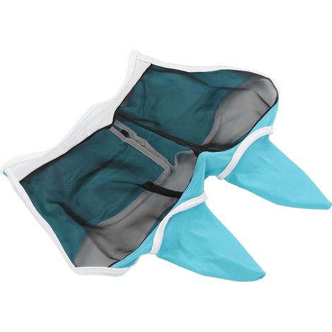 Fliegenmaske für Pferde, weiches und atmungsaktives Strickmaterial, elastisch, mücken- und insektenabweisend, mit Ohren- und Klettverschluss, blau, Größe L (1/5)