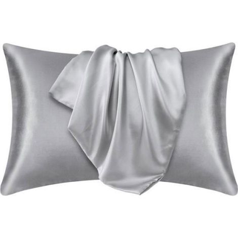 1 Taie d'oreiller,Satin,Rectangulaire 51x76cm,Gris,Chambre à coucher (1/4)
