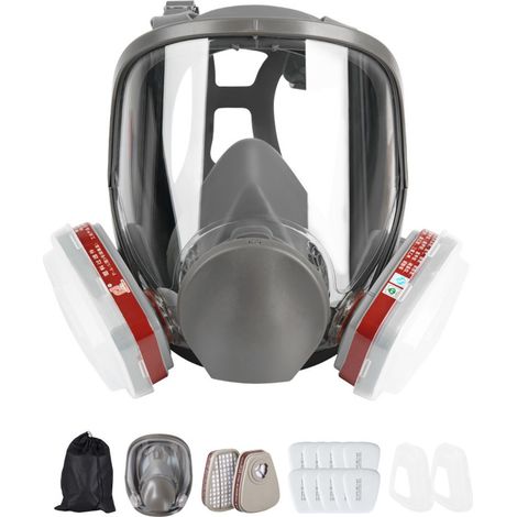 Maschera respiratoria completa riutilizzabile 15 in 1 con 10 filtri sostituibili, maschera completa per lavori di verniciatura e polvere, maschera di sicurezza per casco di protezione completa (1/5)