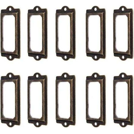 50 Stück 60 x 17 mm Etikettenhalter aus Metall in Vintage-Bronze für Bücherregale, Schubladen und Schränke - Crezuo