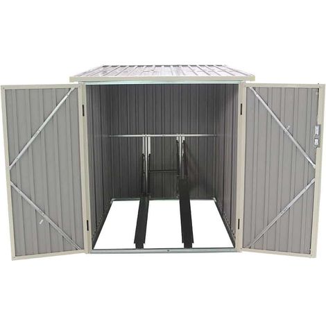Gardiun – Abri de jardin métal pour 2 vélos – Dimensions 198x142x157 cm – Acier galvanisé – Toit monopente avec double porte battante – Couleur anthracite