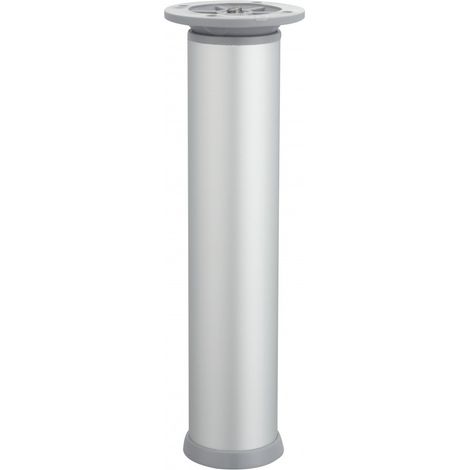 Hettich – Pied de meuble cylindrique réglable – Acier mat gris – Hauteur 20 à 22 cm – Charge 100 kg – Fixation à visser